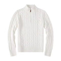 Dettaglio pullover bianco collo alto mezza zip maglia uomo cotone 100% - design Heritage