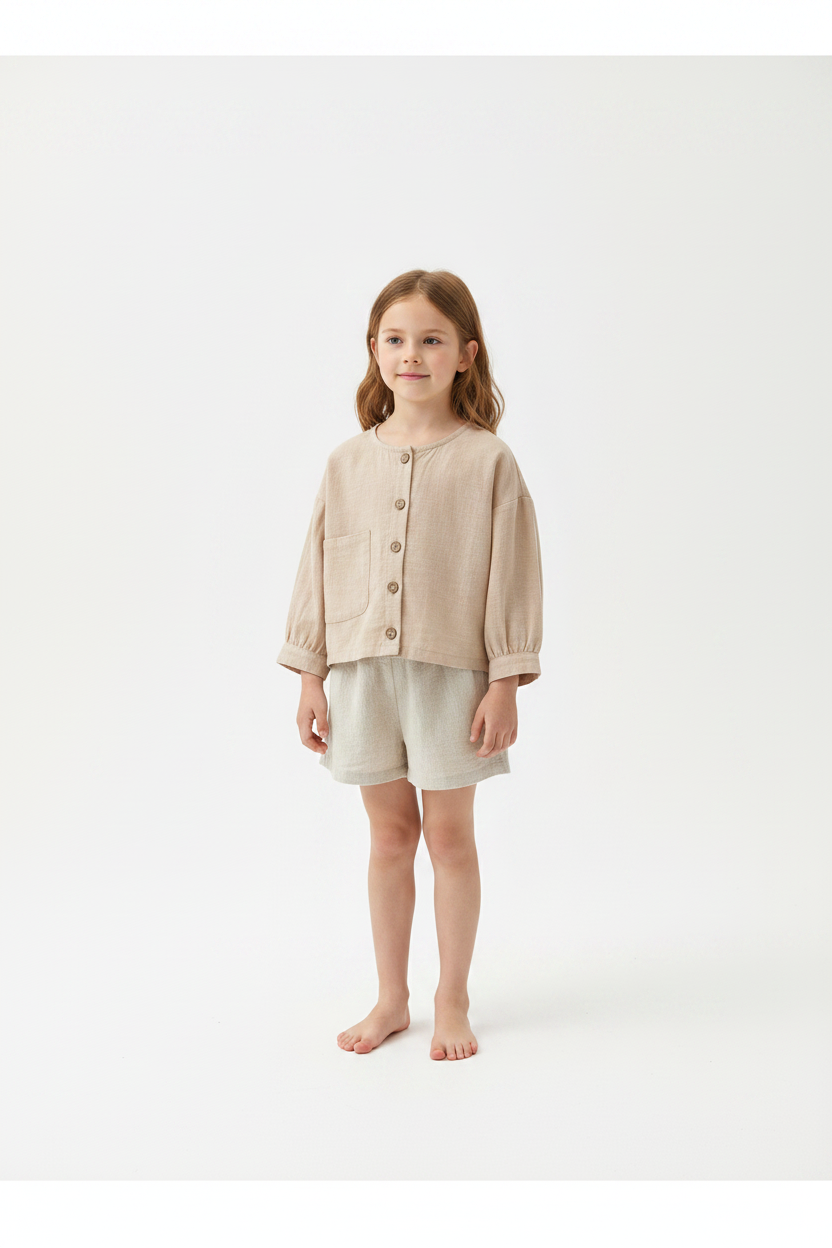 Bambina grande camicetta beige