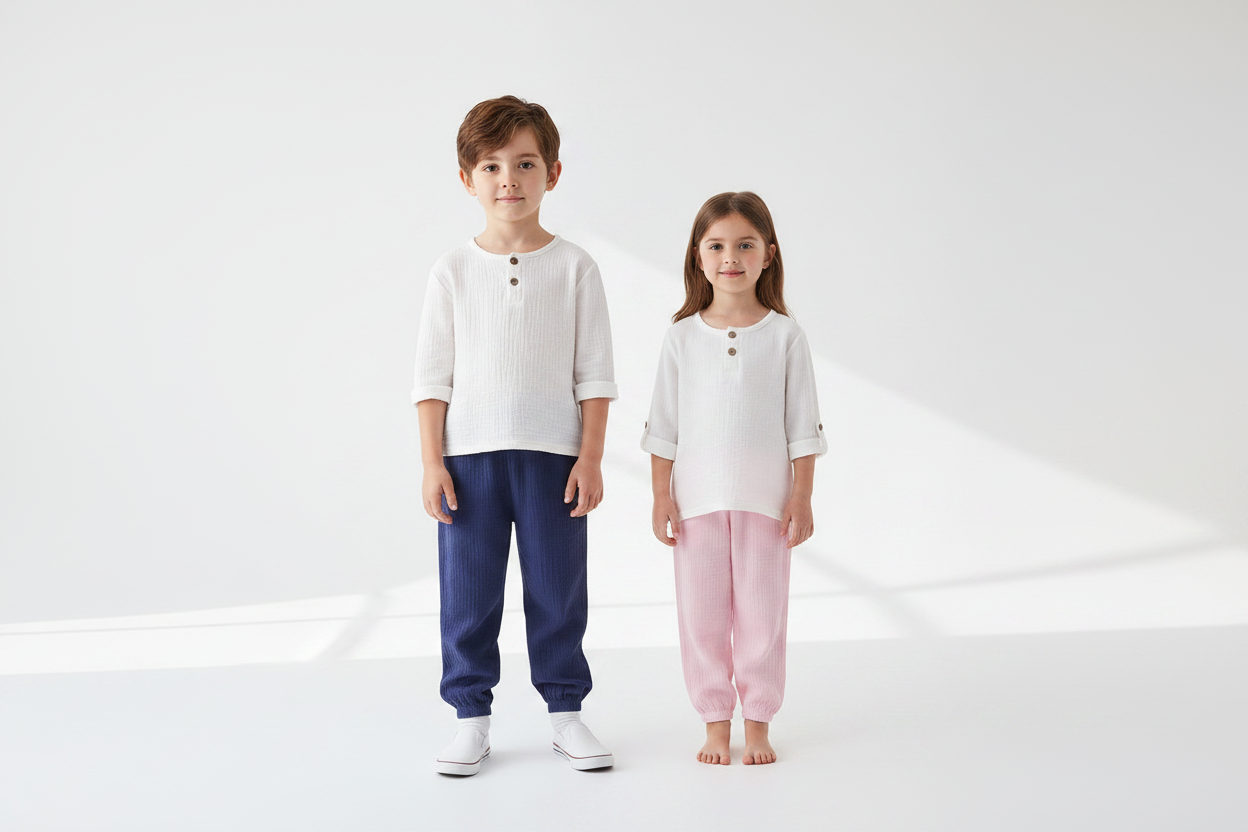 Bambini insieme bianco rosa e navy