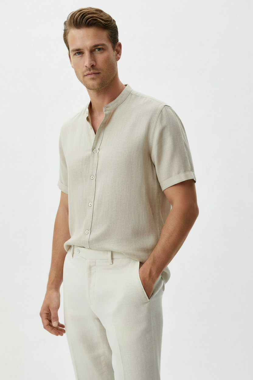 Camicia Lino Beige – Manica Corta