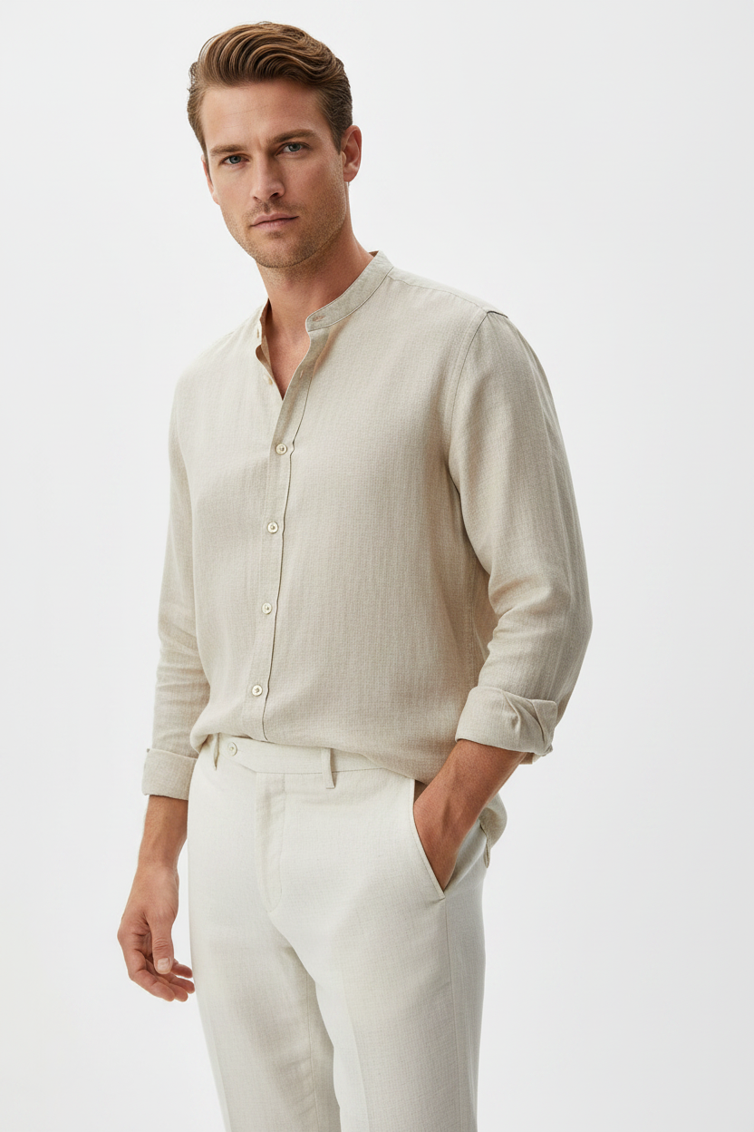 Camicia Lino Beige - Old Money Editorial