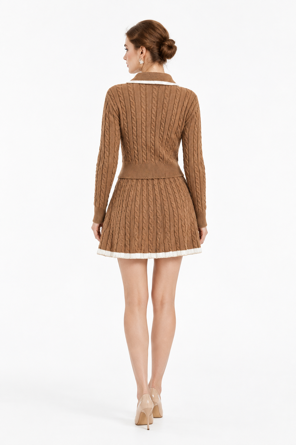Coordinato Soft a trecce cammello, retro