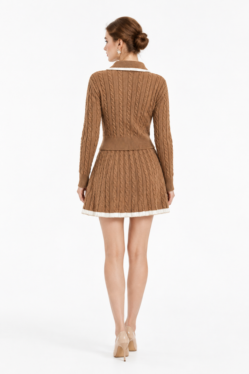 Coordinato Soft a trecce cammello, retro