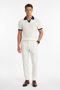 Polo Soft jacquard avorio e navy, vista frontale