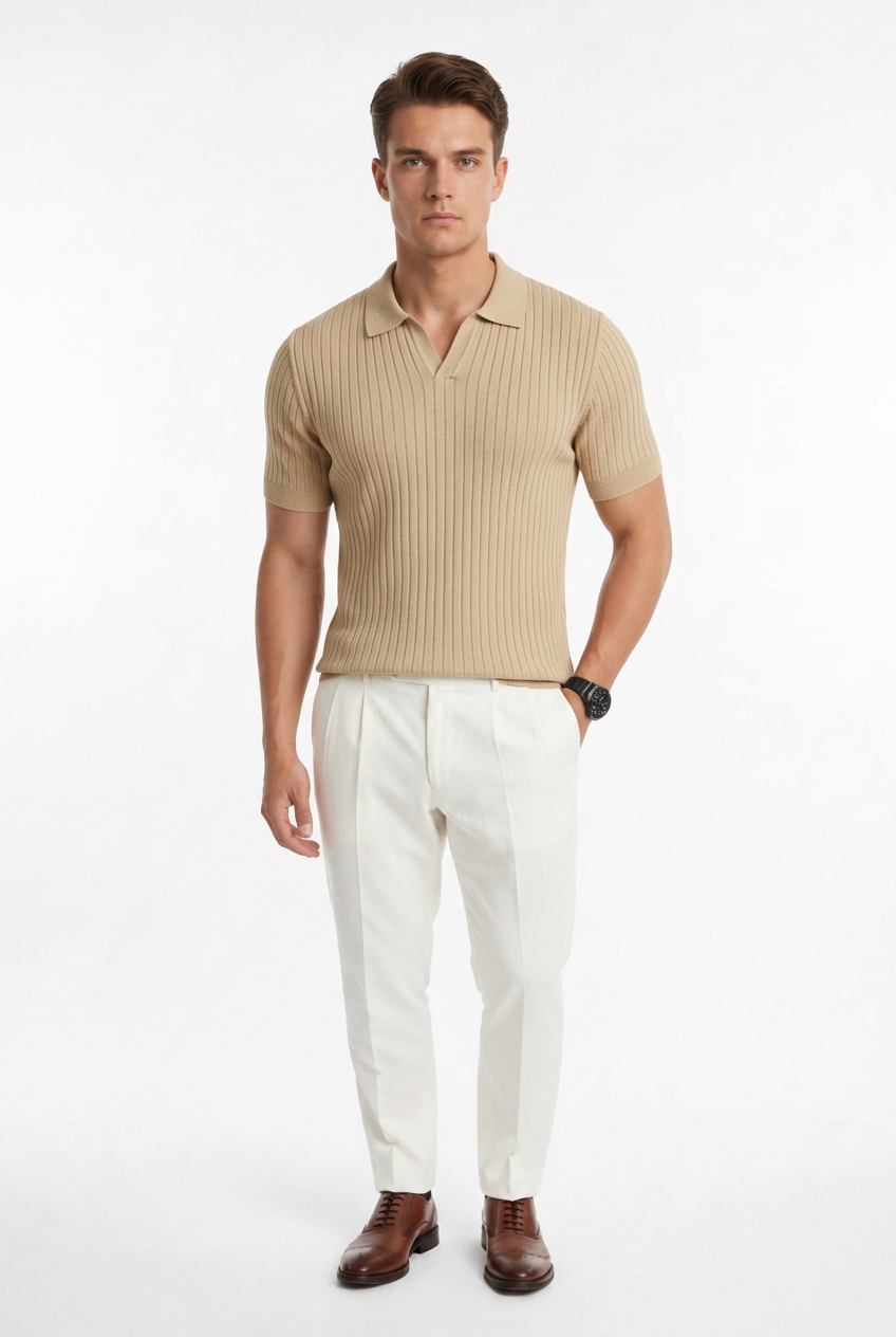 Polo beige fronte